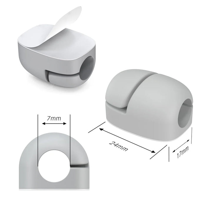 AHASTYLE LC01 8Pcs Self-adhesive Cable Manager Silicone Data Cable Fixing Holder Desktop Wire Organizer - Grey - 3