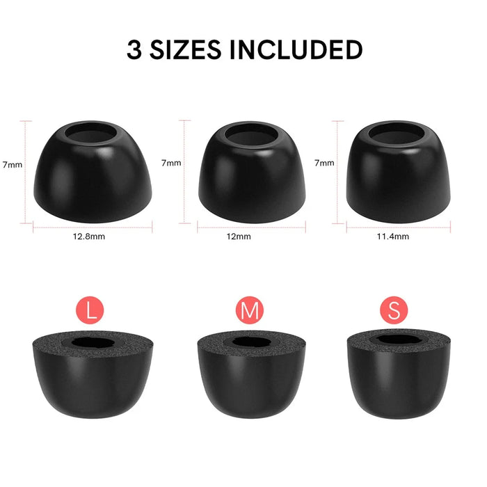 AHASTYLE WG36 3 Pairs S / M / L Size for Samsung Galaxy Buds Pro / Buds2 Pro Earbuds Covers Replacement Memory Foam In-ear Earphone Tips - Black - 3