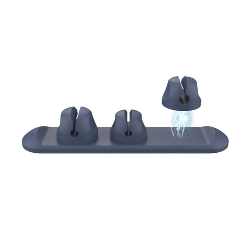 AHASTYLE PT-CY15 Magnet Desktop Line Clip Mobile Phone Wire Management Data Charging Cable Organizer Holder Silicone Cable Winder - Blue - 1