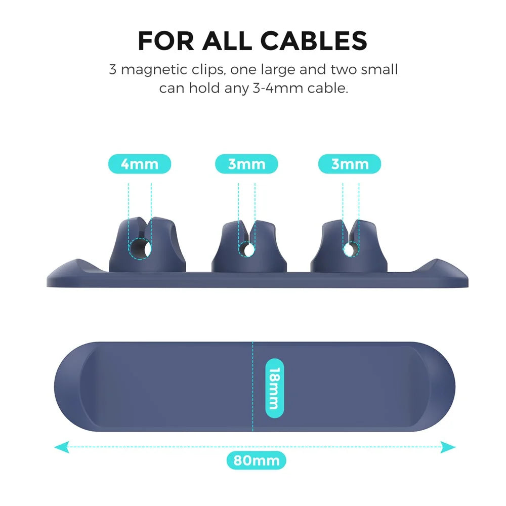 AHASTYLE PT-CY15 Magnet Desktop Line Clip Mobile Phone Wire Management Data Charging Cable Organizer Holder Silicone Cable Winder - Blue - 2
