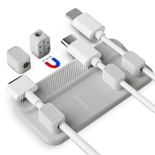 AHASTYLE WG104 Magnetic Cable Holder 5 Clips Desktop Cable Ties Data Cable USB Cord Organizer - Grey - 1