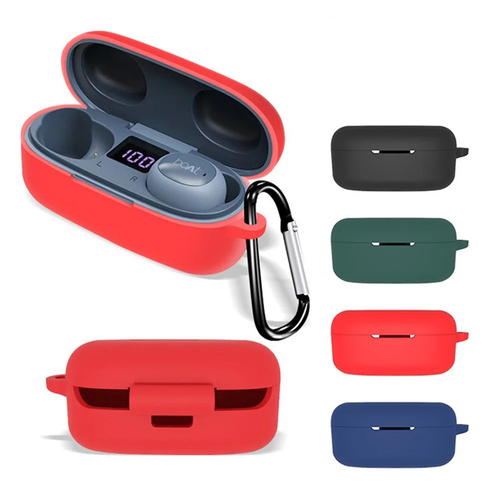 Silicone Case for Boat Airdopes 121 V2 Protective Cover Bluetooth-compatible Earbuds Case Cover with Anti-Loss Buckle - Dark Blue - 5