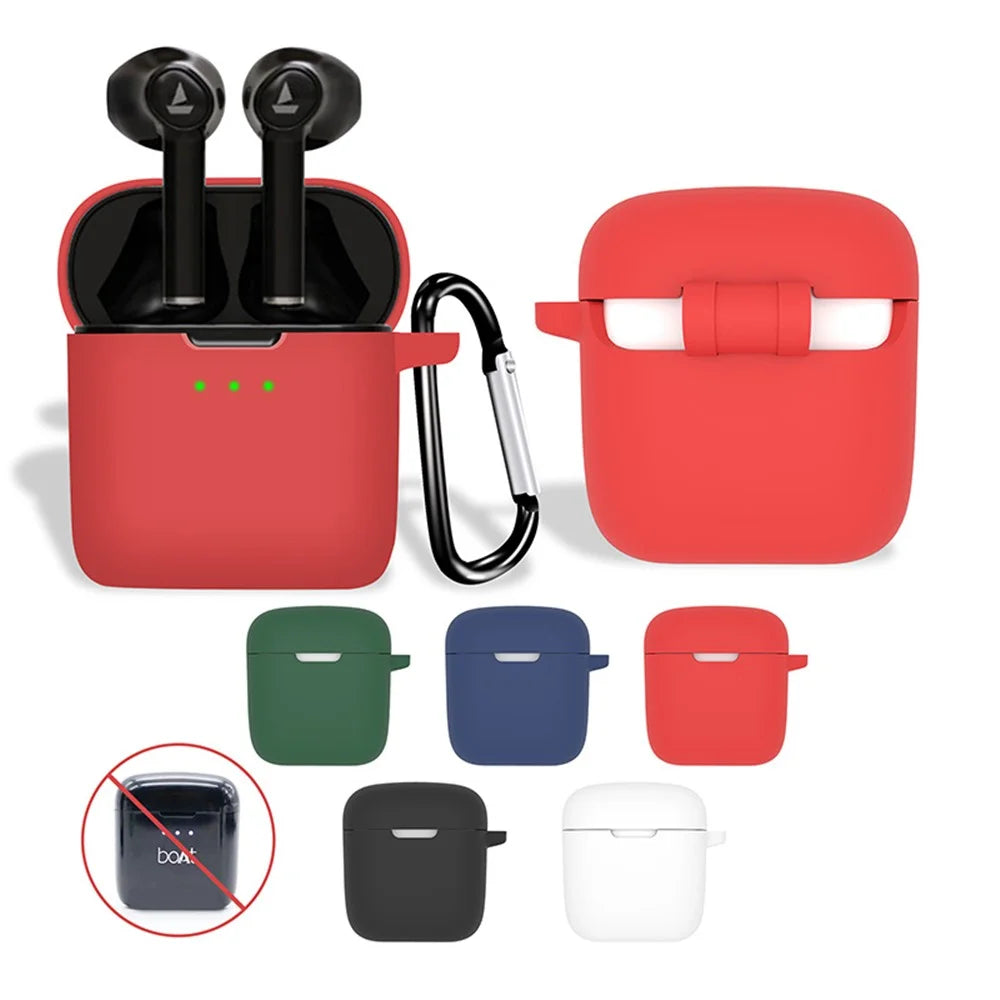 Anti-scratch Silicone Skin for Boat Airdopes 131 Protective Cover Bluetooth-compatible Earbuds Case with Anti-Loss Buckle - Dark Blue - 4