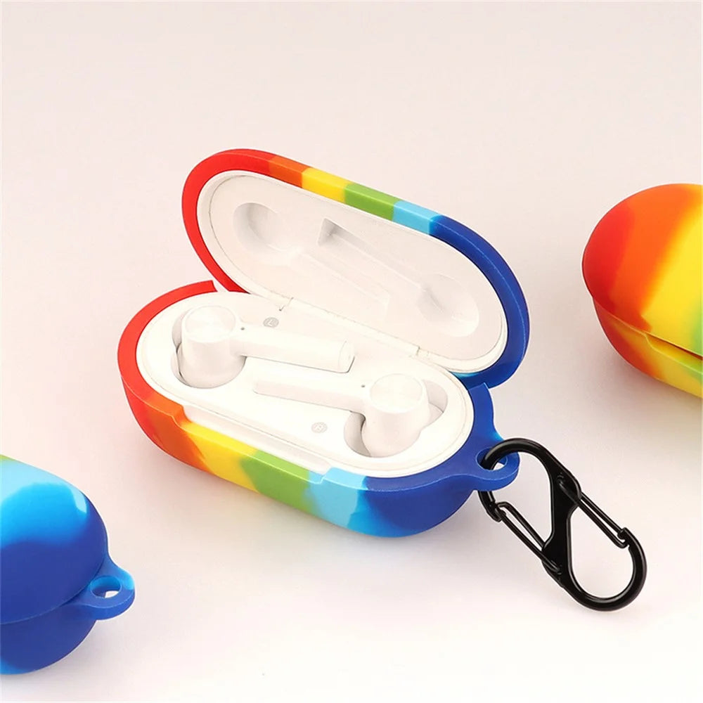 For OnePlus Buds Z Protective Silicone Case Cover Soft Skin Dust-Proof Earphone Sleeve with Anti-lost Buckle - Sky Blue - 2
