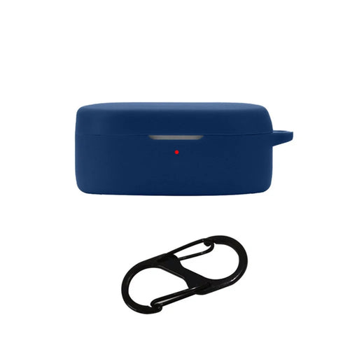 For OnePlus Buds Ace Protective Cover Anti-scratch Silicone Skin Bluetooth Earbuds Case with Anti-Loss Buckle - Dark Blue - 1