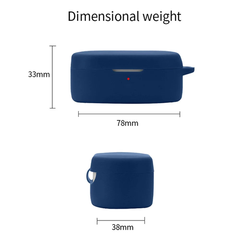 For OnePlus Buds Ace Protective Cover Anti-scratch Silicone Skin Bluetooth Earbuds Case with Anti-Loss Buckle - Dark Blue - 3