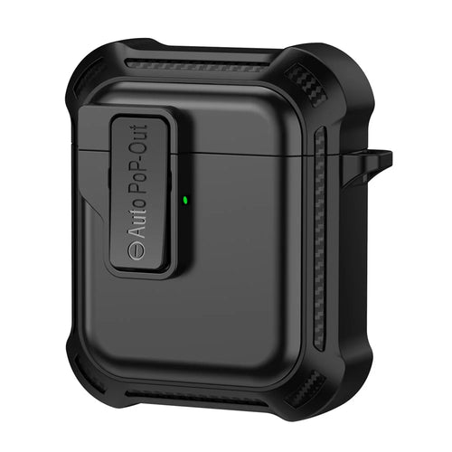 For AirPods with Wireless Charging Case (2019) / AirPods with Charging Case (2019) / (2016) Pressing Buckle Design Earphone Drop-proof Cover - Black - 1