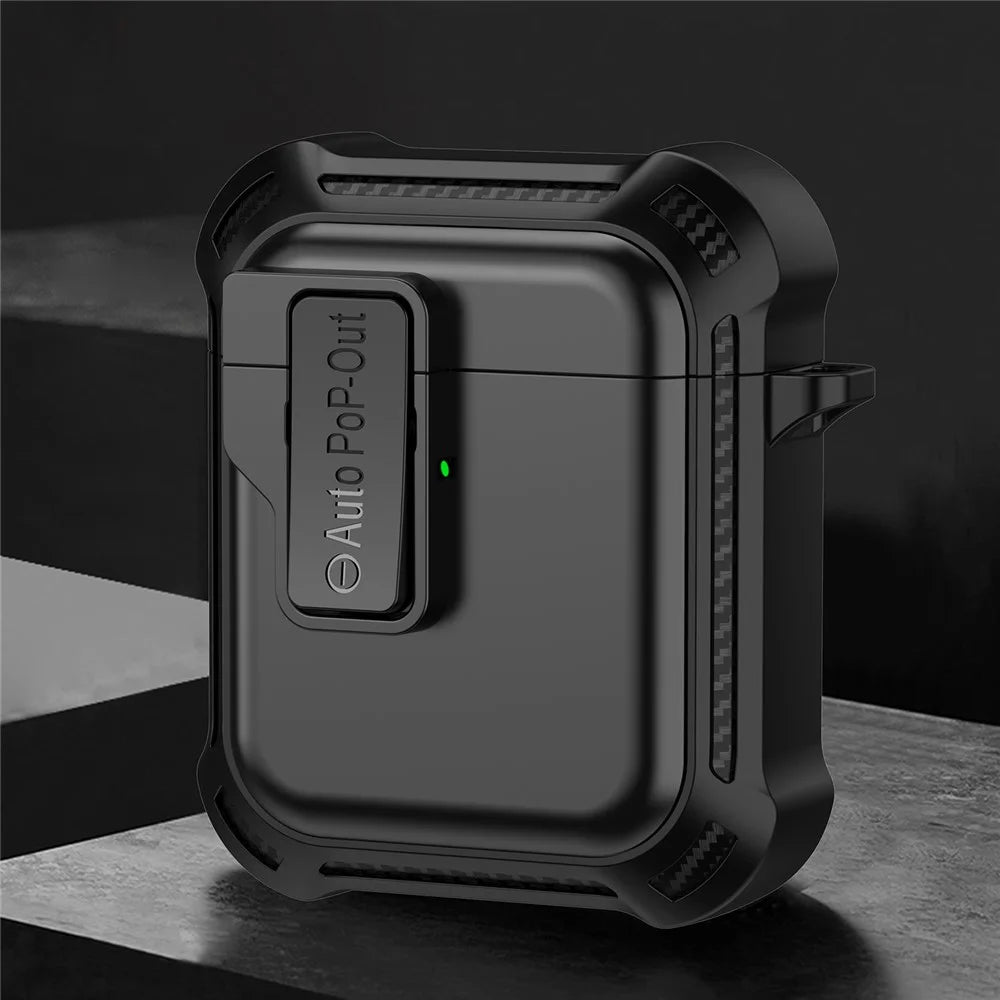 For AirPods with Wireless Charging Case (2019) / AirPods with Charging Case (2019) / (2016) Pressing Buckle Design Earphone Drop-proof Cover - Black - 2