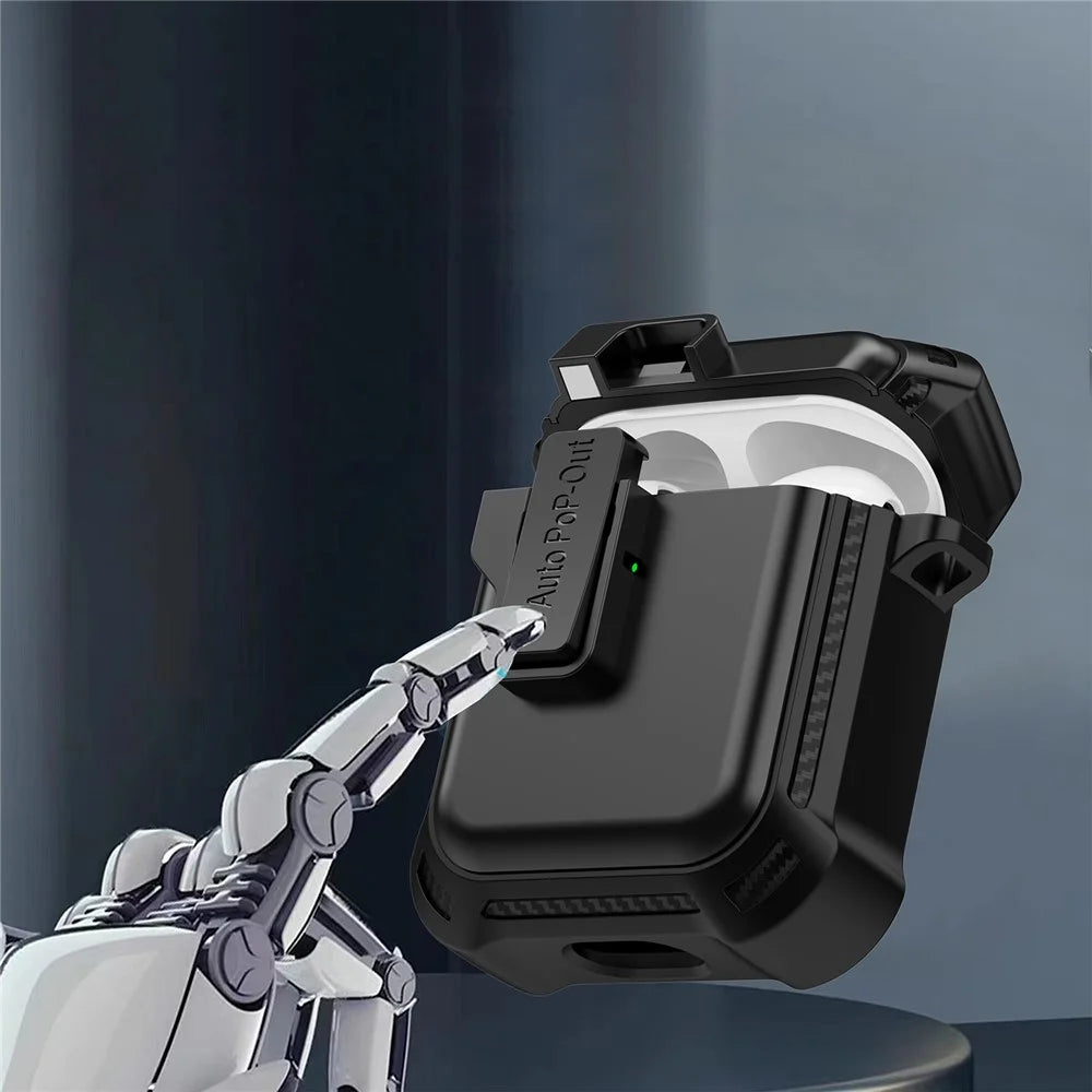 For AirPods with Wireless Charging Case (2019) / AirPods with Charging Case (2019) / (2016) Pressing Buckle Design Earphone Drop-proof Cover - Black - 3