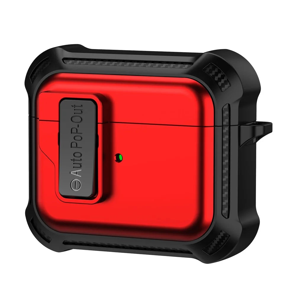 For Apple AirPods 3 Pressing Buckle Design Protective Case Bluetooth-compatible Earphone TPU+PC Drop-proof Cover - Red - 1