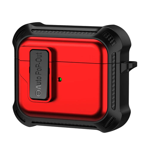 For Apple AirPods 3 Pressing Buckle Design Protective Case Bluetooth-compatible Earphone TPU+PC Drop-proof Cover - Red - 1