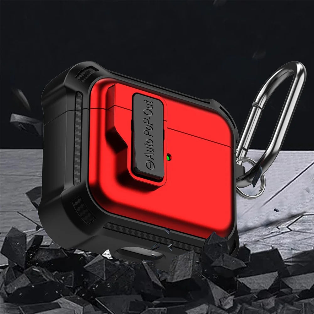 For Apple AirPods 3 Pressing Buckle Design Protective Case Bluetooth-compatible Earphone TPU+PC Drop-proof Cover - Red - 7