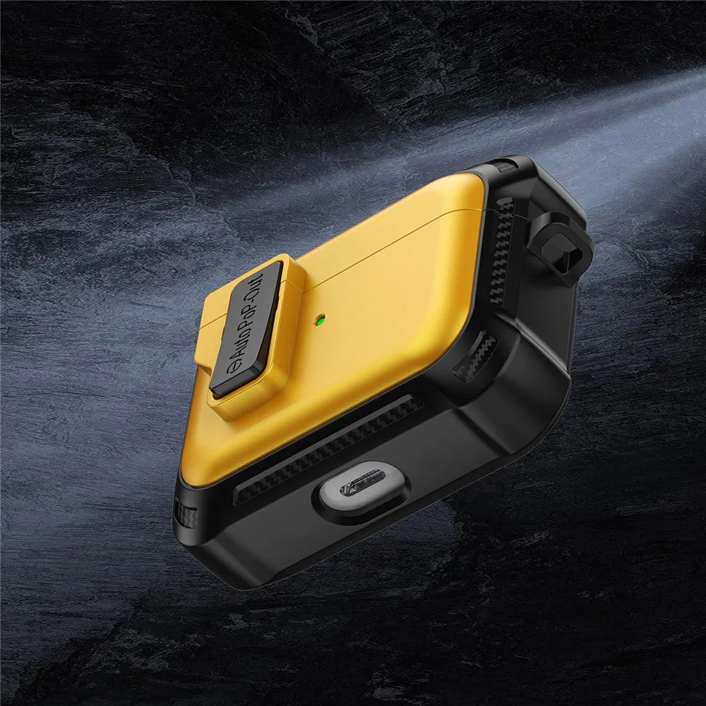 For Apple AirPods Pro Bluetooth-compatible Earphone Anti-drop Cover TPU+PC Protective Case with Pressing Buckle - Yellow - 6