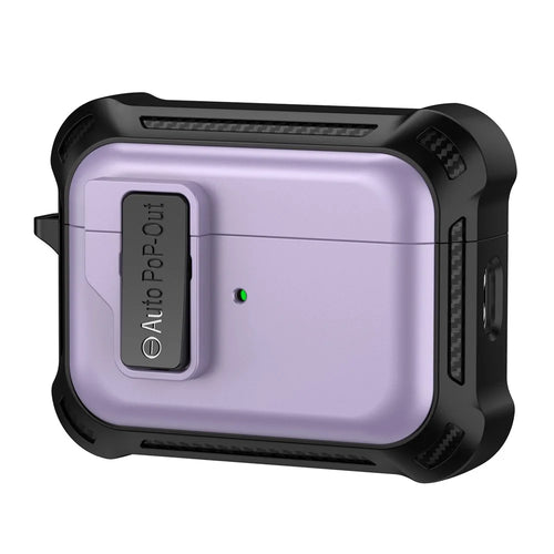 For AirPods Pro 2 Pressing Buckle Design Wireless Earphone Protective Case TPU+PC Anti-drop Cover - Purple - 1