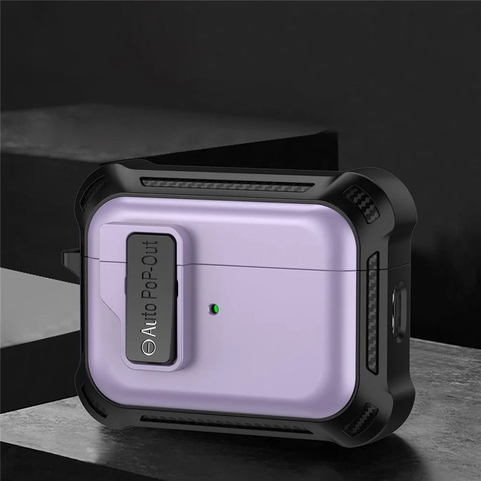 For AirPods Pro 2 Pressing Buckle Design Wireless Earphone Protective Case TPU+PC Anti-drop Cover - Purple - 2