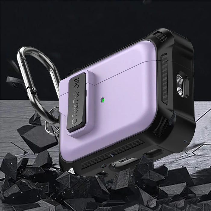 For AirPods Pro 2 Pressing Buckle Design Wireless Earphone Protective Case TPU+PC Anti-drop Cover - Purple - 7