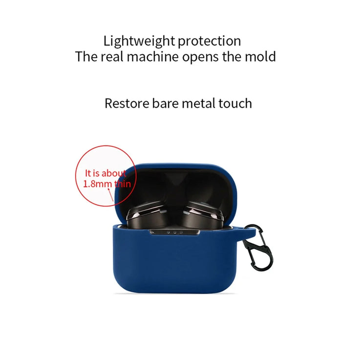 For GLIDiC TW-4000s Earphone Charging Bin Sleeve Cover Silicone Case with Buckle - Dark Blue - 5