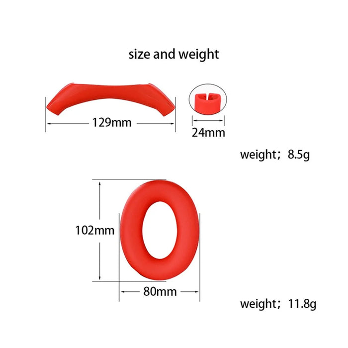 1 Pair Headphone Earpad Protector with Headphone Head Beam Sleeve Cover for Sony WH-1000XM4 / 1000XM3 - Red - 5