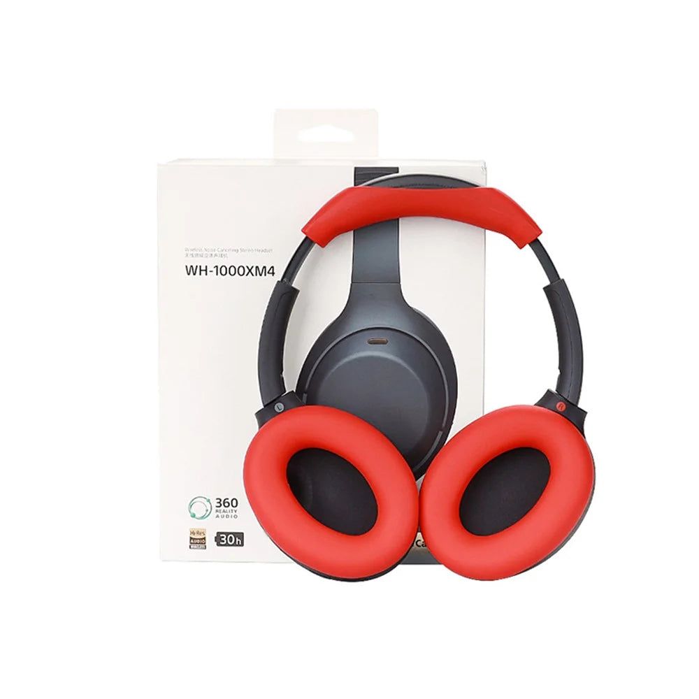 1 Pair Headphone Earpad Protector with Headphone Head Beam Sleeve Cover for Sony WH-1000XM4 / 1000XM3 - Red - 6