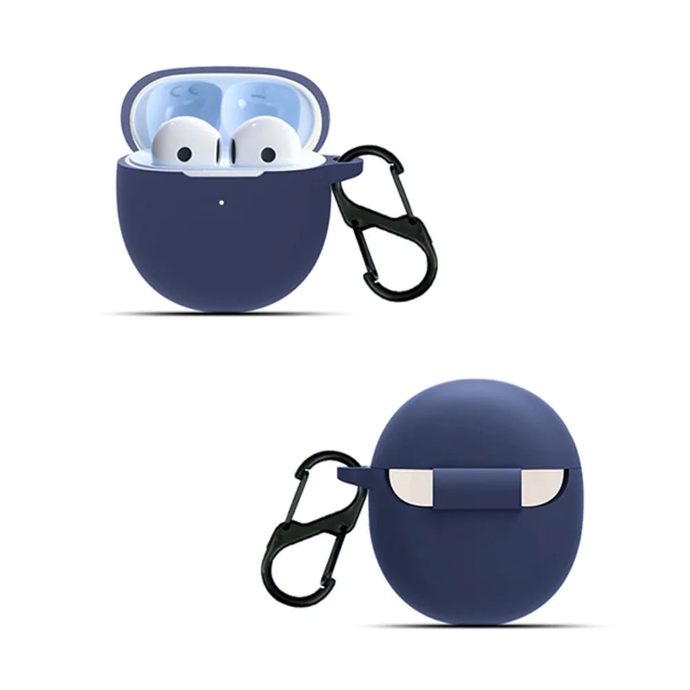 For OnePlus  Nord Buds CE Anti-dust Flexible Silicone Case Earphone Charging Box Cover with Carrying Buckle - Dark Blue - 2