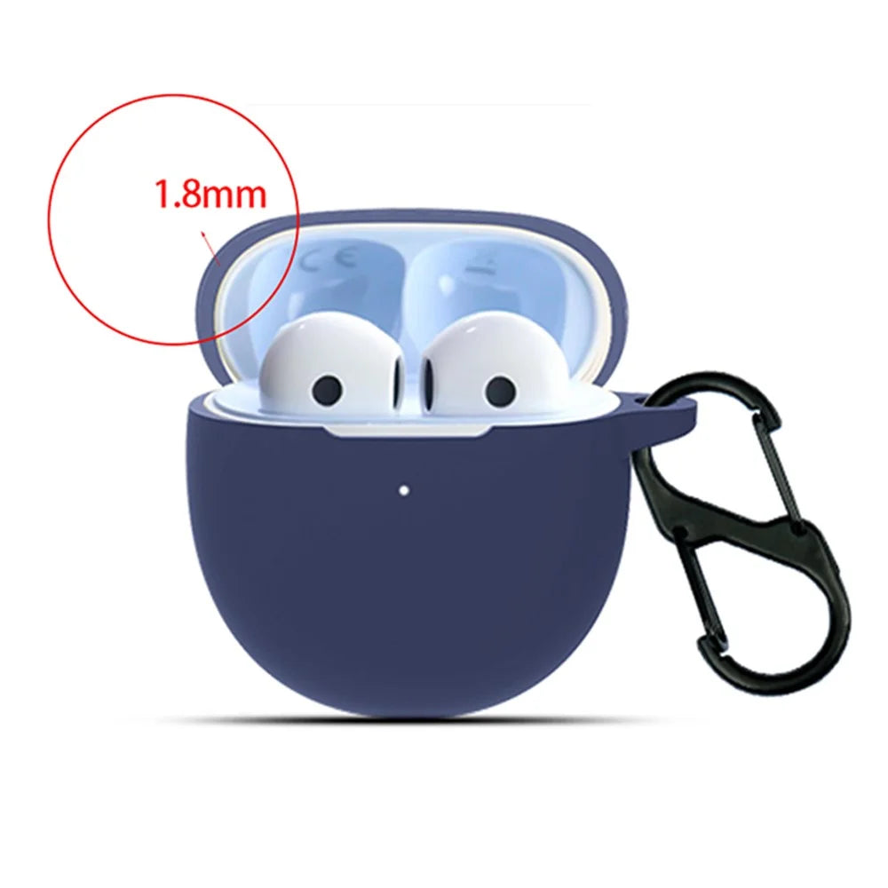 For OnePlus  Nord Buds CE Anti-dust Flexible Silicone Case Earphone Charging Box Cover with Carrying Buckle - Dark Blue - 4