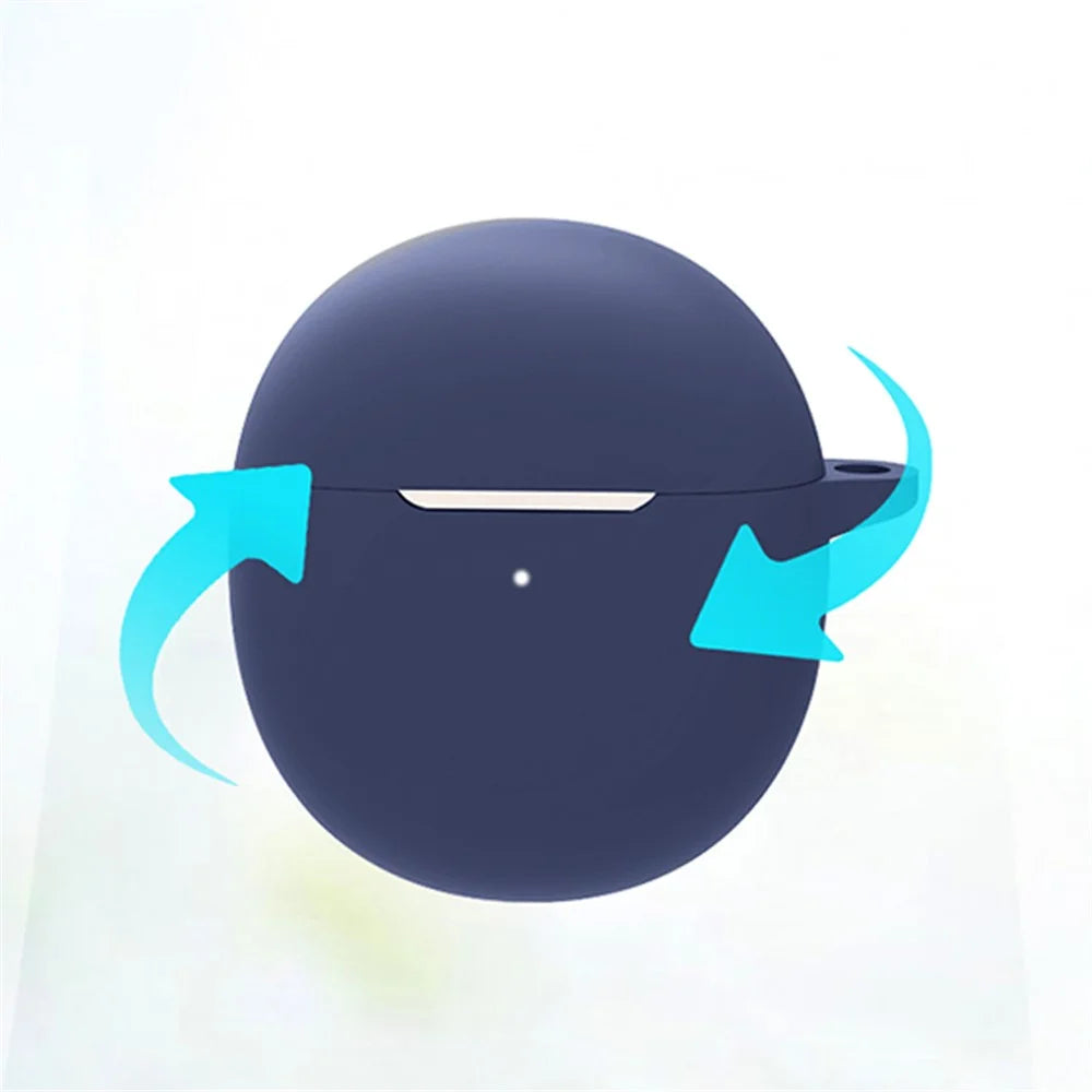 For OnePlus  Nord Buds CE Anti-dust Flexible Silicone Case Earphone Charging Box Cover with Carrying Buckle - Dark Blue - 5
