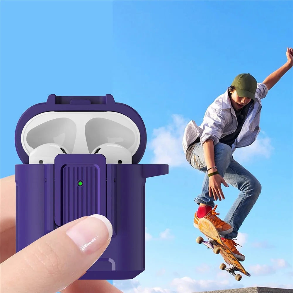 For Apple AirPods with Charging Case (2016) / (2019)  / AirPods with Wireless Charging Case (2019) ) Earphone Case Earbud TPU+PC Cover - Purple - 3