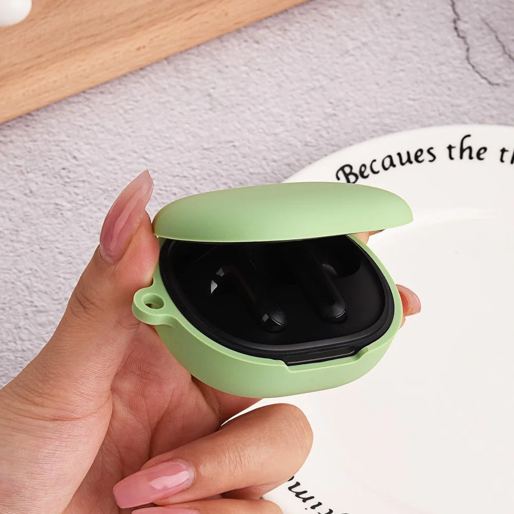 For Redmi Buds 4 Lite Anti-drop Silicone Case Bluetooth-compatible Earphone Protective Cover with Anti-lost Buckle - Matcha Green - 2