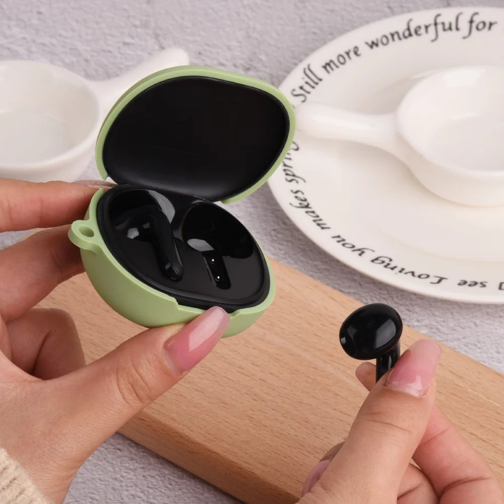 For Redmi Buds 4 Lite Anti-drop Silicone Case Bluetooth-compatible Earphone Protective Cover with Anti-lost Buckle - Matcha Green - 3