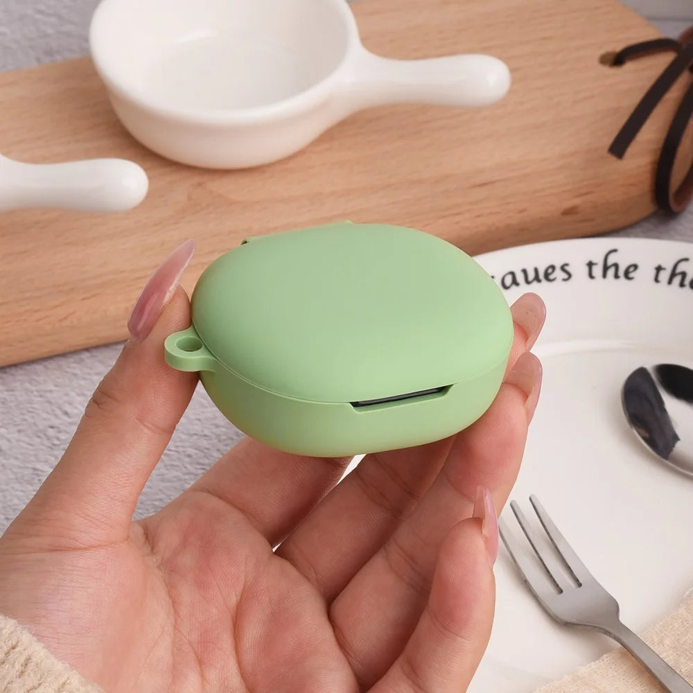 For Redmi Buds 4 Lite Anti-drop Silicone Case Bluetooth-compatible Earphone Protective Cover with Anti-lost Buckle - Matcha Green - 4