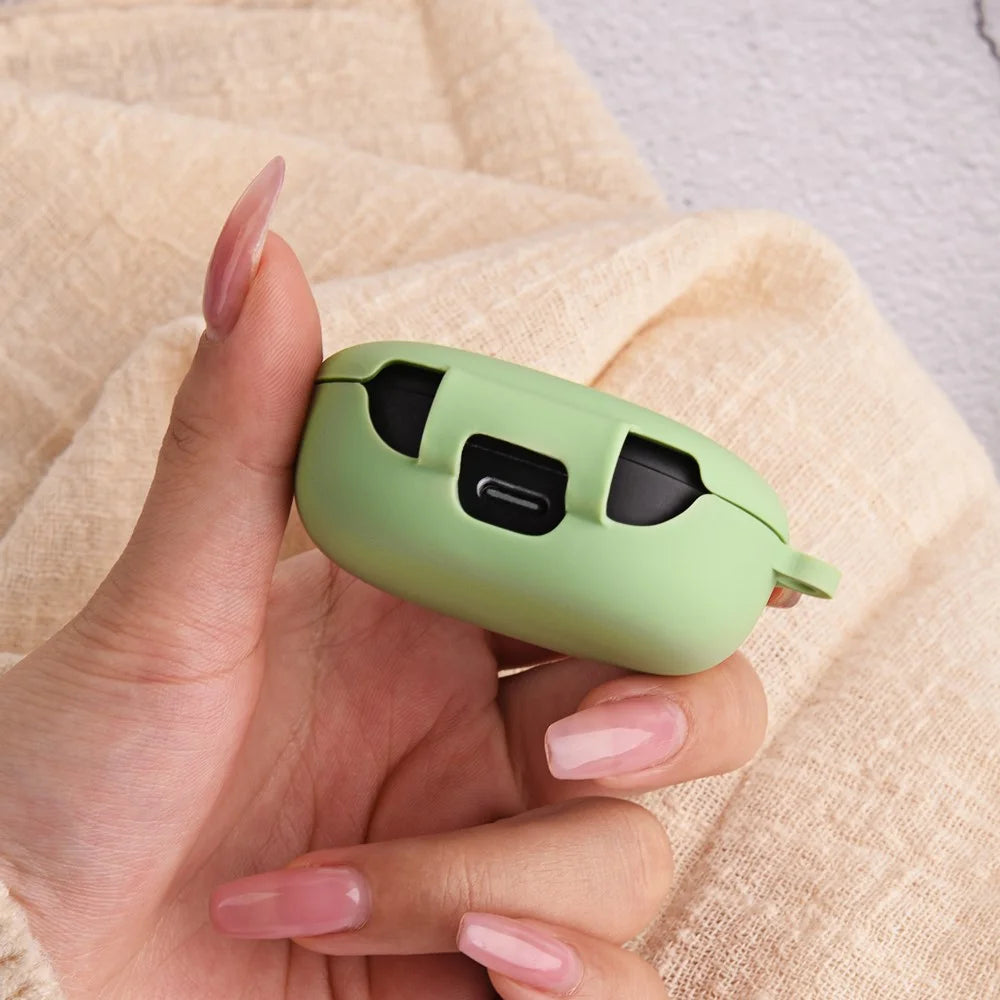 For Redmi Buds 4 Lite Anti-drop Silicone Case Bluetooth-compatible Earphone Protective Cover with Anti-lost Buckle - Matcha Green - 5