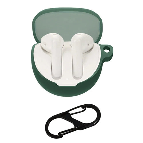 For OPPO ENCO Air3 TWS Earphone Charging Case Sleeve Cover Silicone Case with Buckle - Blackish Green - 1