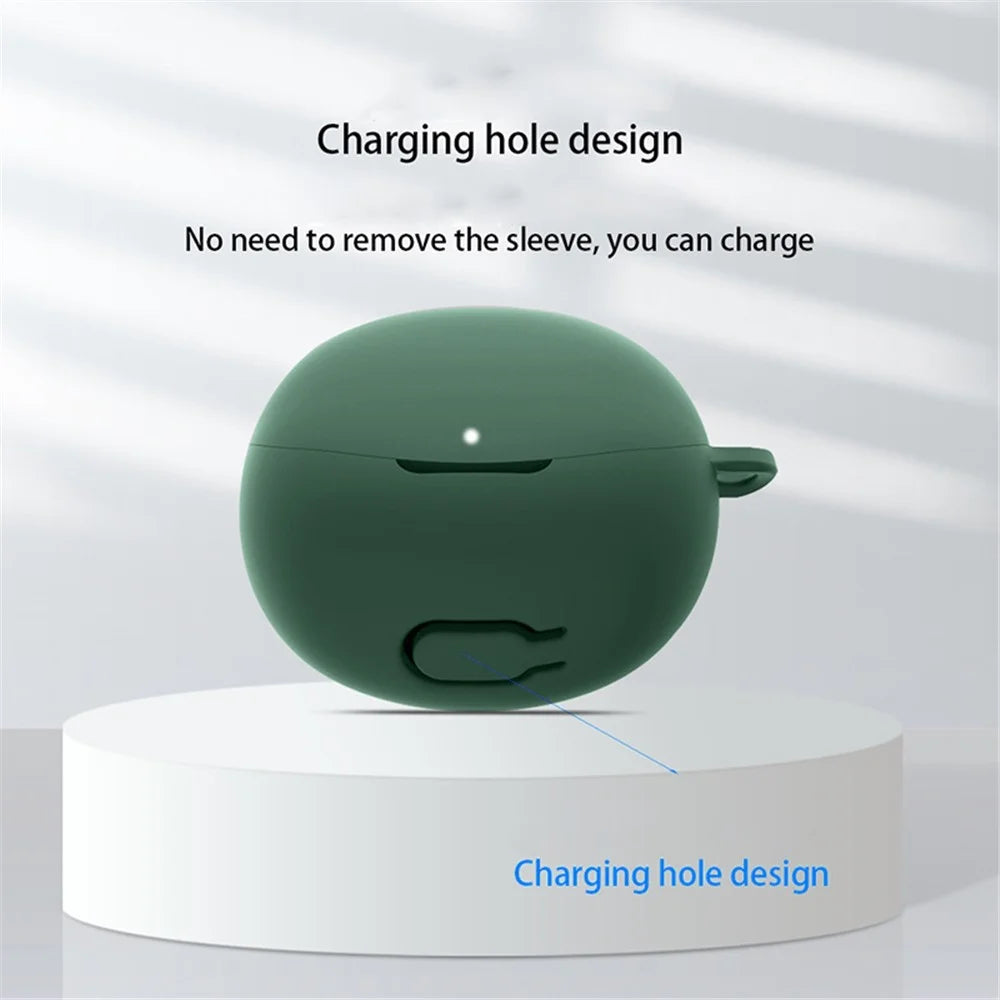 For OPPO ENCO Air3 TWS Earphone Charging Case Sleeve Cover Silicone Case with Buckle - Blackish Green - 2