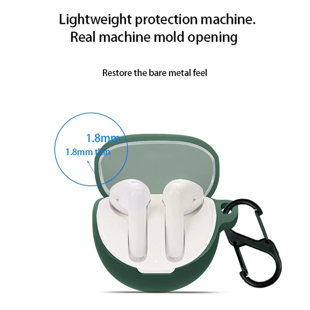 For OPPO ENCO Air3 TWS Earphone Charging Case Sleeve Cover Silicone Case with Buckle - Blackish Green - 5