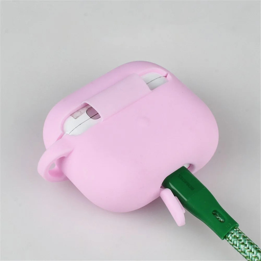 6 in 1 For Apple AirPods 3 Portable Carrying Bag Headset Silicone Case Set with Earbuds Holder / Anti-Lost Neck Strap - Mint Green - 4