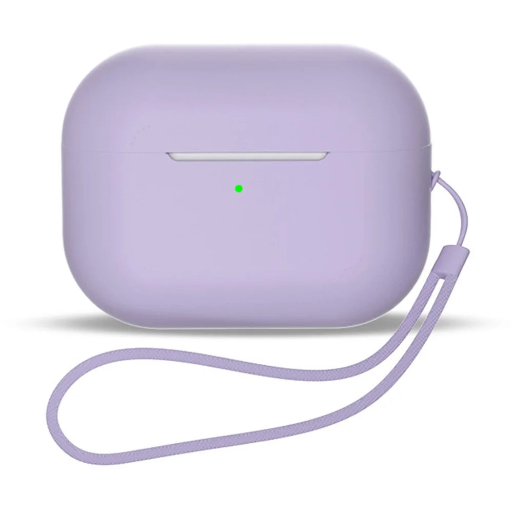 Shockproof Case for AirPods Pro 2 / Pro Silicone Case Bluetooth-compatible Headset Cover with Strap - Light Purple - 1