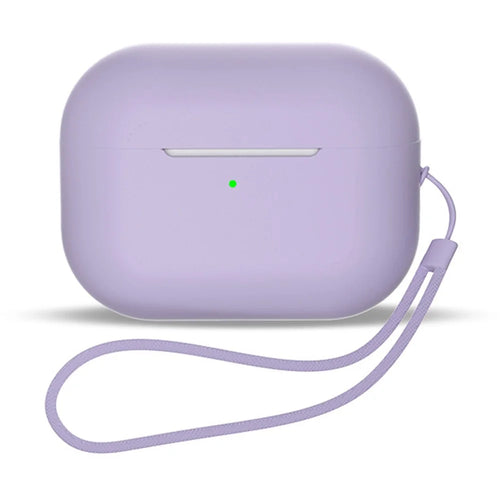 Shockproof Case for AirPods Pro 2 / Pro Silicone Case Bluetooth-compatible Headset Cover with Strap - Light Purple - 1