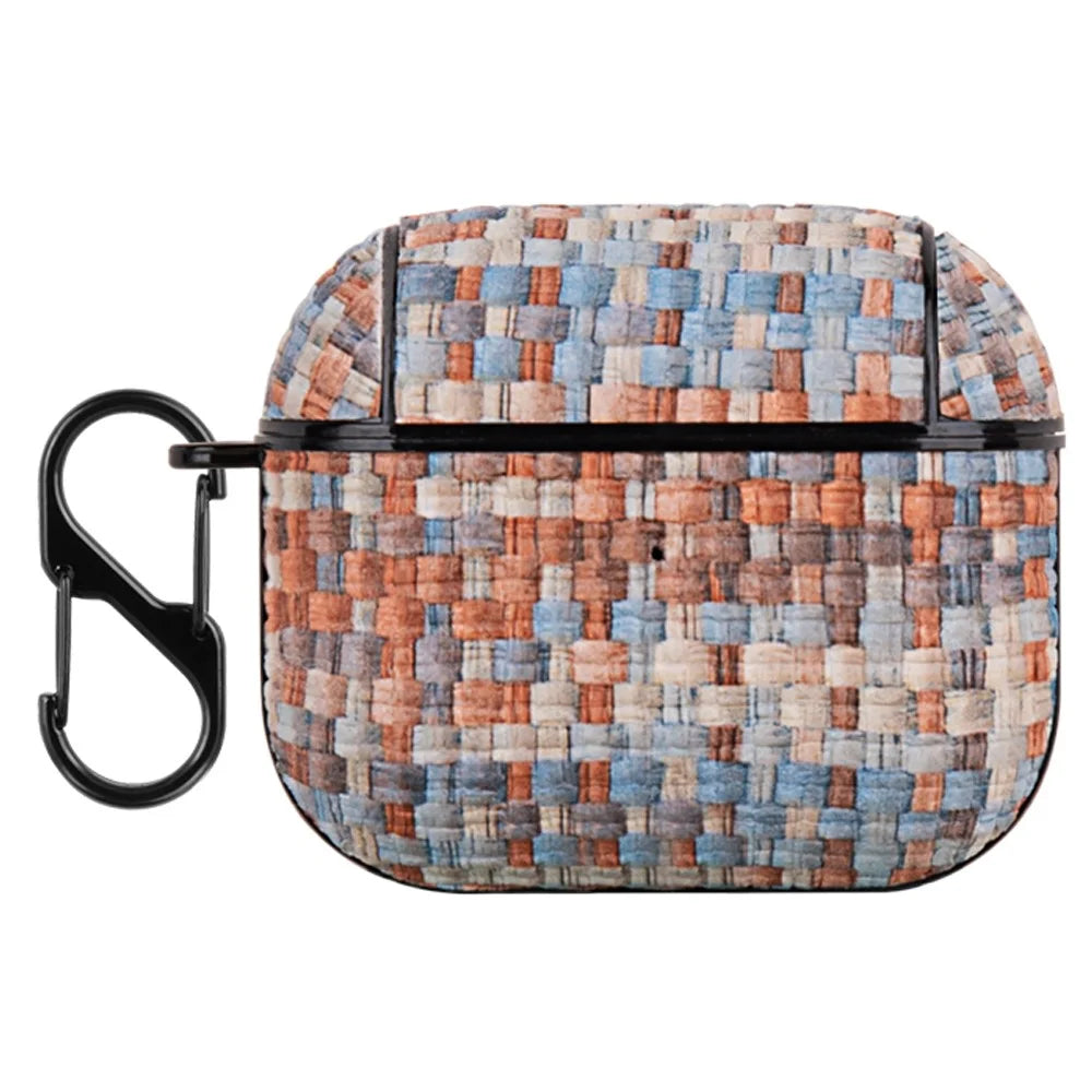 Shockproof Case for Apple AirPods 3 Woven Texture PU Leather PC Case Bluetooth-compatible Headset Cover - Morandi Color - 1
