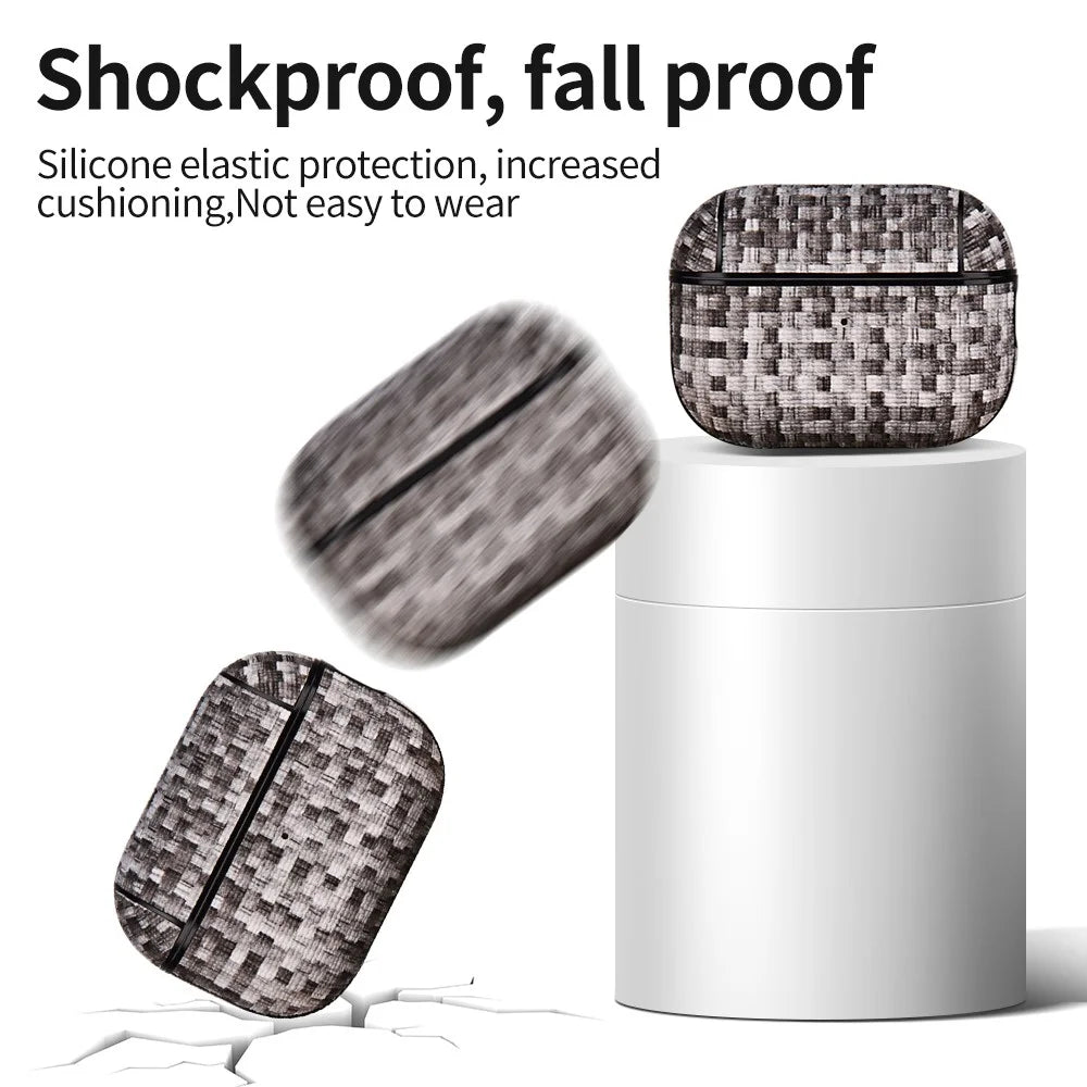 Shockproof Case for Apple AirPods 3 Woven Texture PU Leather PC Case Bluetooth-compatible Headset Cover - Morandi Color - 2