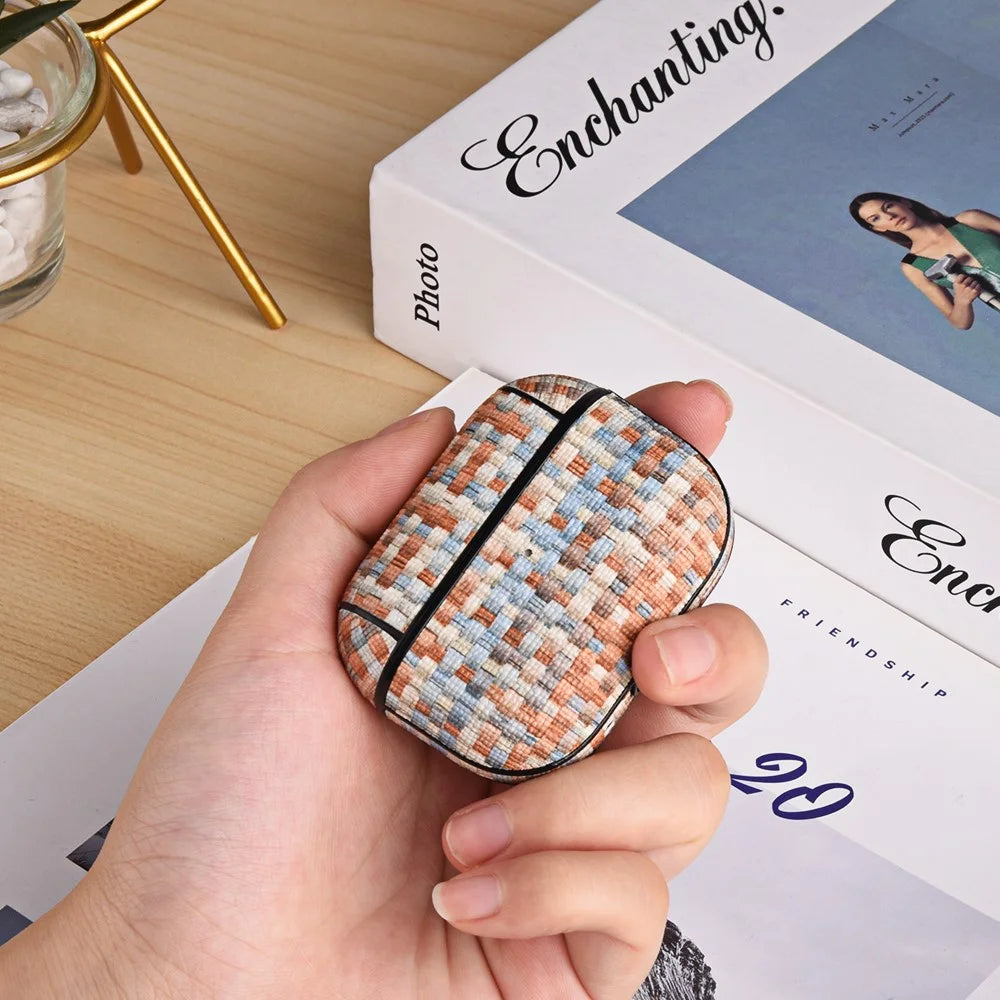Shockproof Case for Apple AirPods 3 Woven Texture PU Leather PC Case Bluetooth-compatible Headset Cover - Morandi Color - 6