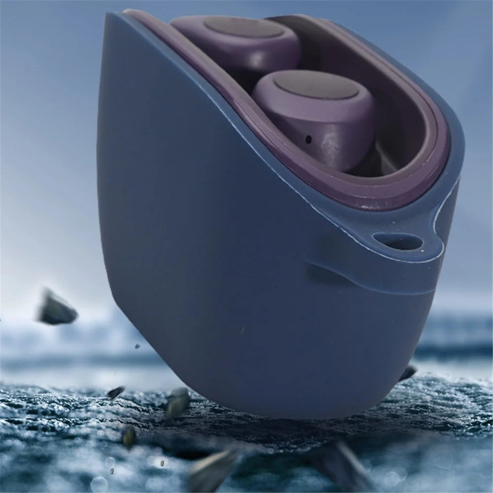 For JBL Wave 100TWS Bluetooth-compatible Earphone Protective Cover Anti-drop Silicone Case without Lid - Midnight Blue - 4