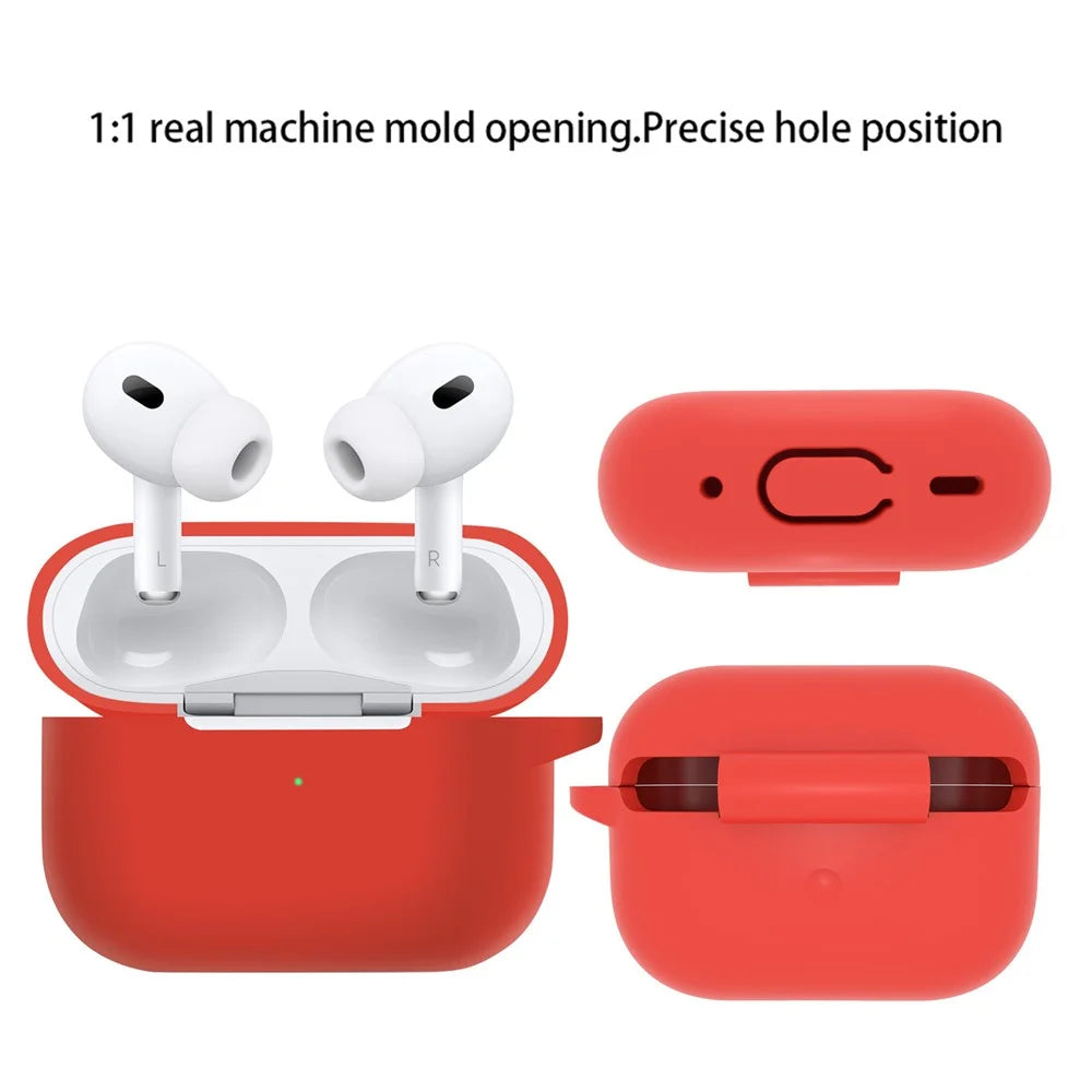 For AirPods Pro 2 Silicone Cover Neck Rope Hanging Buckle Ear Hook 6-in-1 Anti-lost Accessories Kit - Red - 2