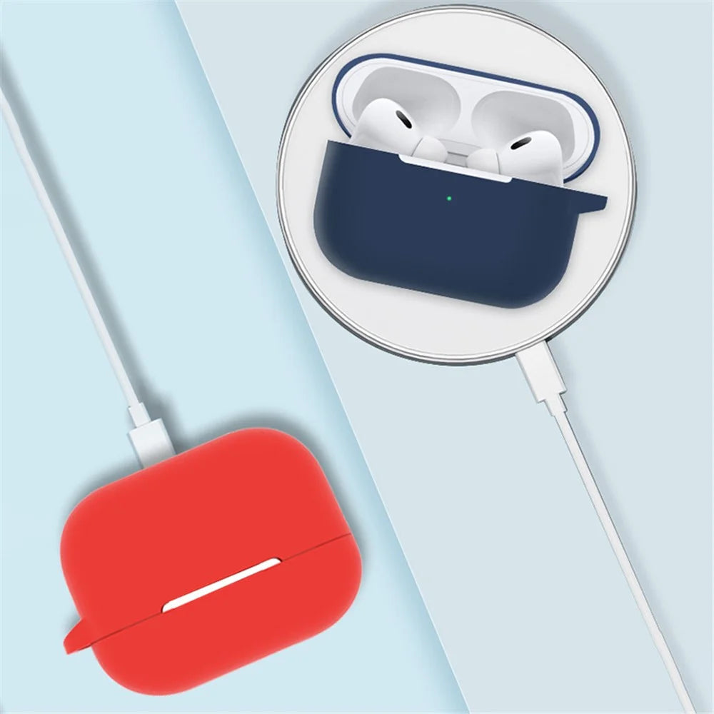 For AirPods Pro 2 Silicone Cover Neck Rope Hanging Buckle Ear Hook 6-in-1 Anti-lost Accessories Kit - Red - 7
