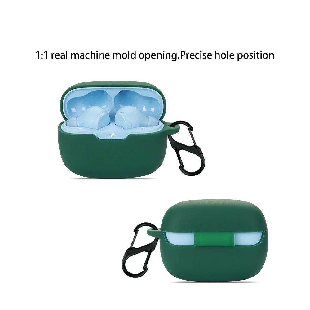 Silicone Case for JBL Wave Beam Bluetooth-compatible Earbuds, Anti-drop Earphone Cover with Hook - Green - 3