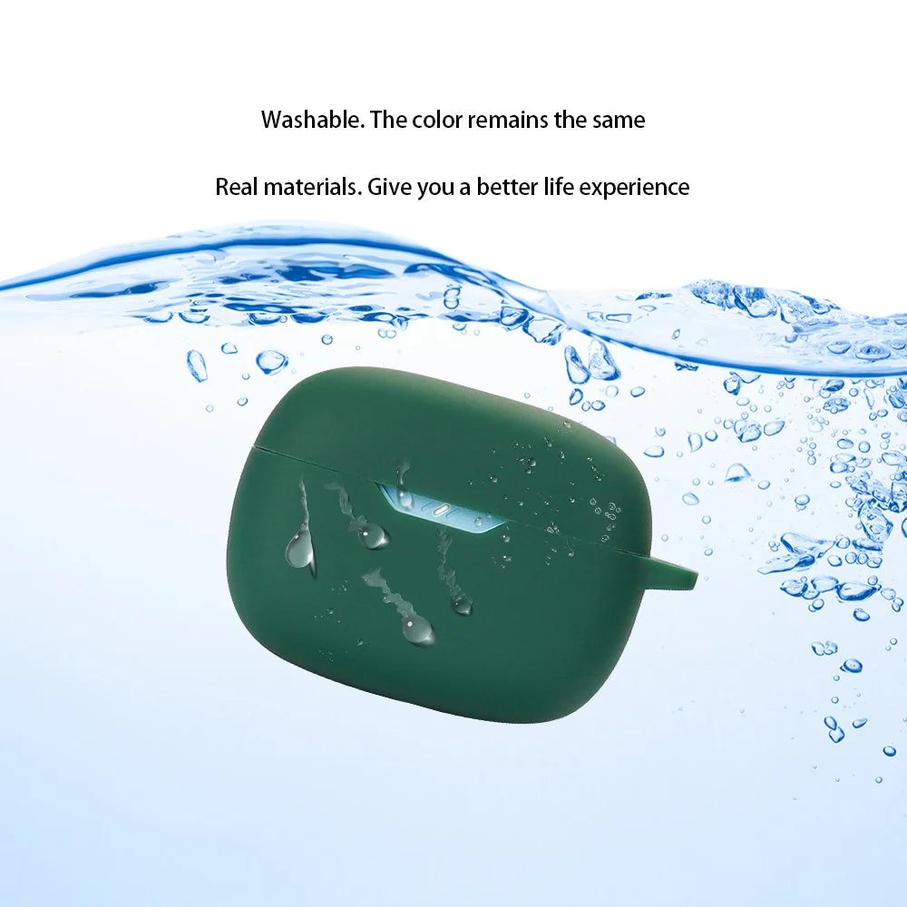 Silicone Case for JBL Wave Beam Bluetooth-compatible Earbuds, Anti-drop Earphone Cover with Hook - Green - 4