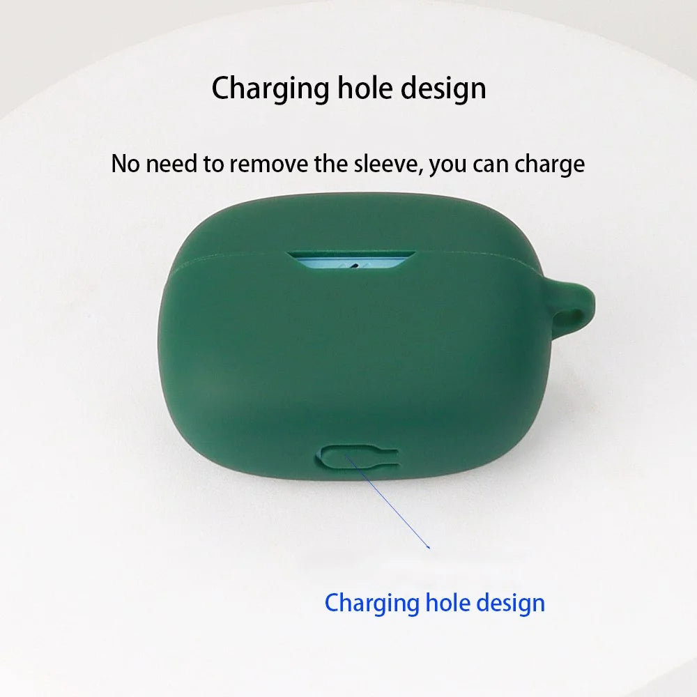 Silicone Case for JBL Wave Beam Bluetooth-compatible Earbuds, Anti-drop Earphone Cover with Hook - Green - 7