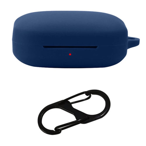 For OnePlus Buds Pro 2 Soft Silicone Bluetooth-compatible Earphones Case with Anti-lost Buckle - Dark Blue - 1