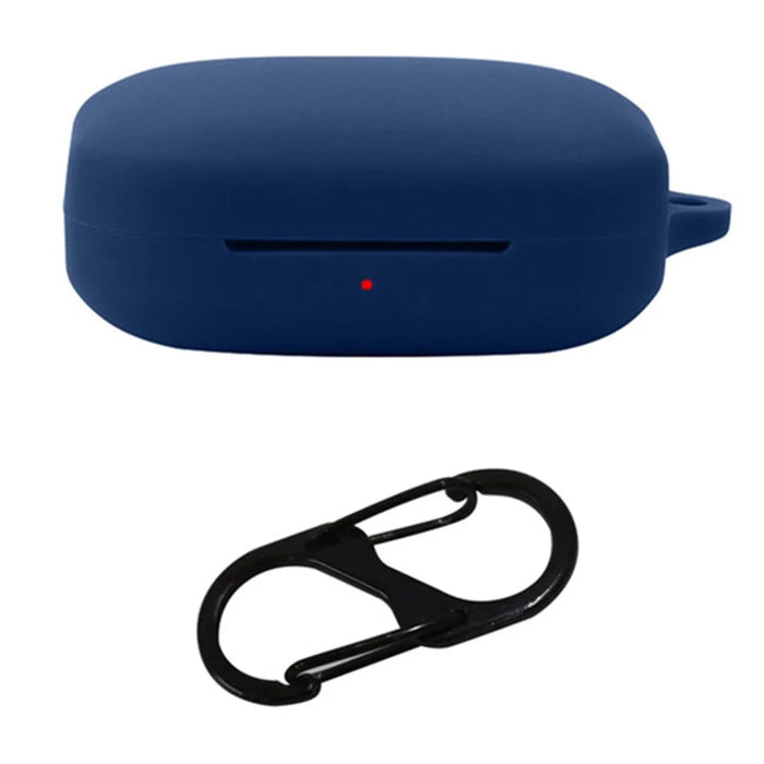 For OnePlus Buds Pro 2 Soft Silicone Bluetooth-compatible Earphones Case with Anti-lost Buckle - Dark Blue - 1