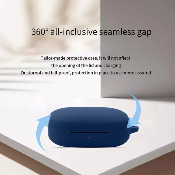 For OnePlus Buds Pro 2 Soft Silicone Bluetooth-compatible Earphones Case with Anti-lost Buckle - Dark Blue - 2