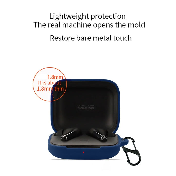 For OnePlus Buds Pro 2 Soft Silicone Bluetooth-compatible Earphones Case with Anti-lost Buckle - Dark Blue - 3